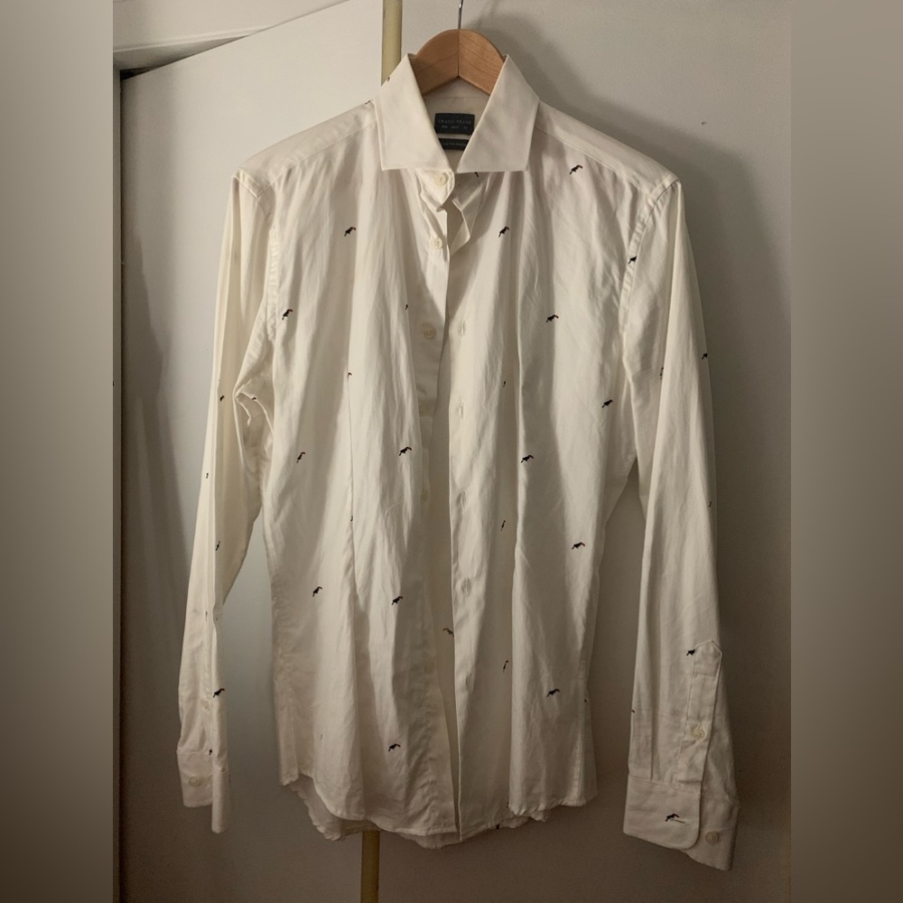 Grand Frank toucan pattern button up shirt (medium)